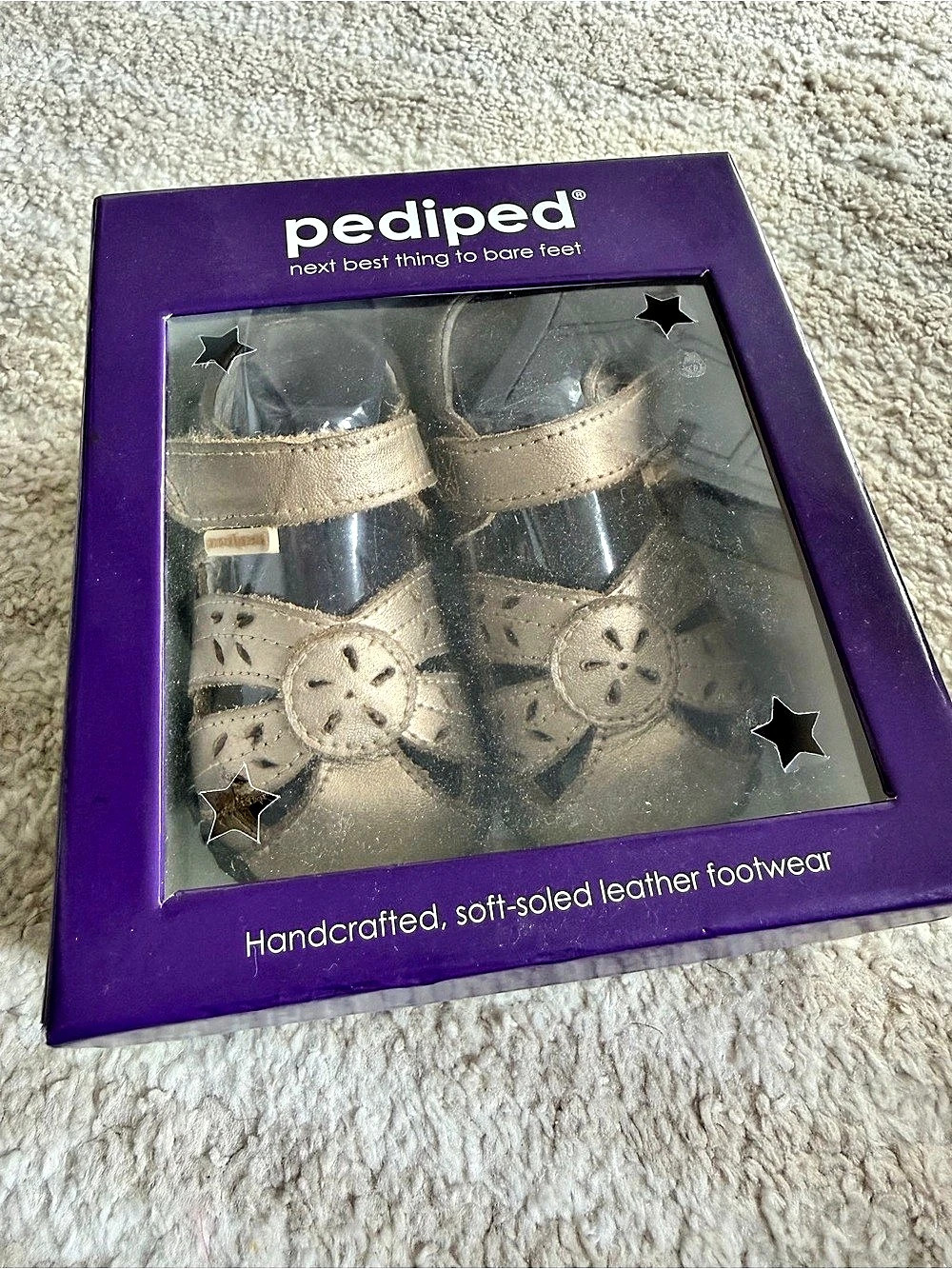 pediped Gold Leather Sandals